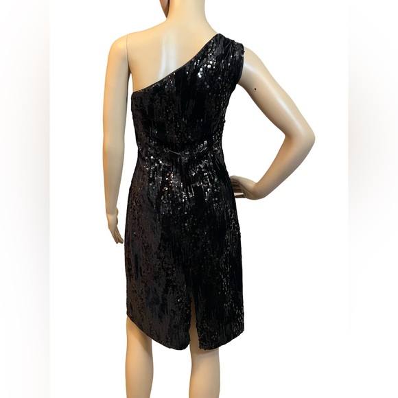 Nicole Miller  Size 8 NWT Black Sequin One Shoulder Velvet Mini Dress (0440) - Picture 7 of 13